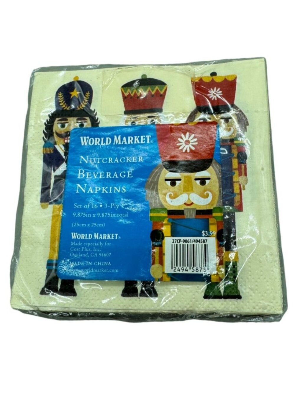 World Market Nutcracker Beverage Napkins Pack Of 16 Decorative 25cmx25cm READ